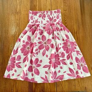 Midi Dress Strapless Size Lg by Rip Curl, White, Pink Flowers, 100% Cotton